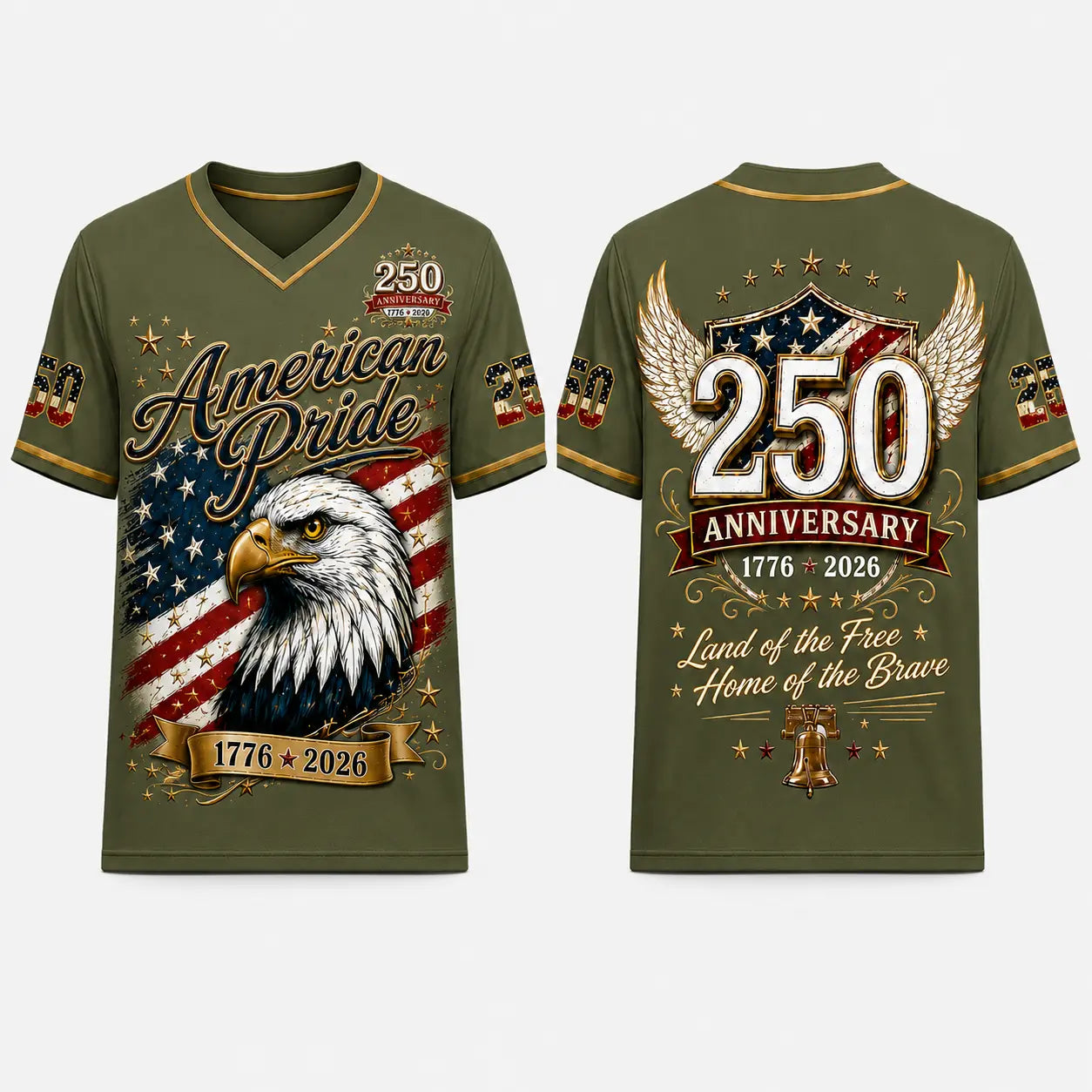 USA 250Th Anniversary Baseball Jersey - America 250Th Shirt, 1776-2026 Eagle Vintage Flag Commemorative Athletic Streetwear, 4Th of July Outfits, Patriotic Button-Down Apparel, Men'S & Women'S Patriotic Apparel Gift