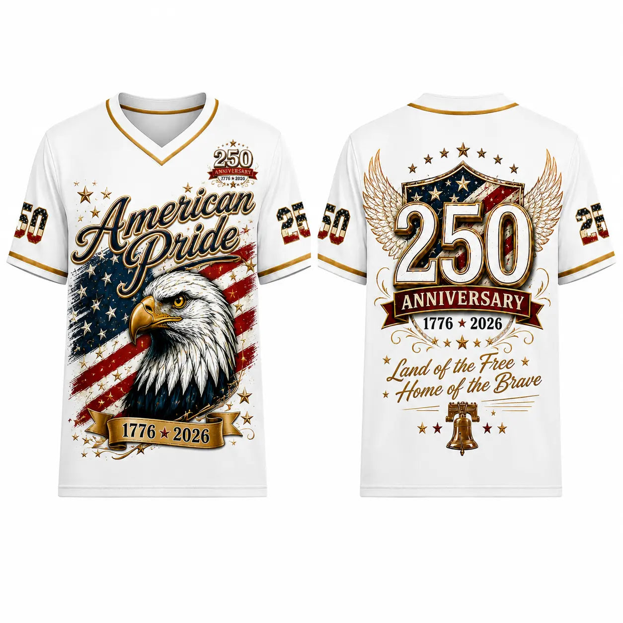 USA 250Th Anniversary Baseball Jersey - America 250Th Shirt, 1776-2026 Eagle Vintage Flag Commemorative Athletic Streetwear, 4Th of July Outfits, Patriotic Button-Down Apparel, Men'S & Women'S Patriotic Apparel Gift
