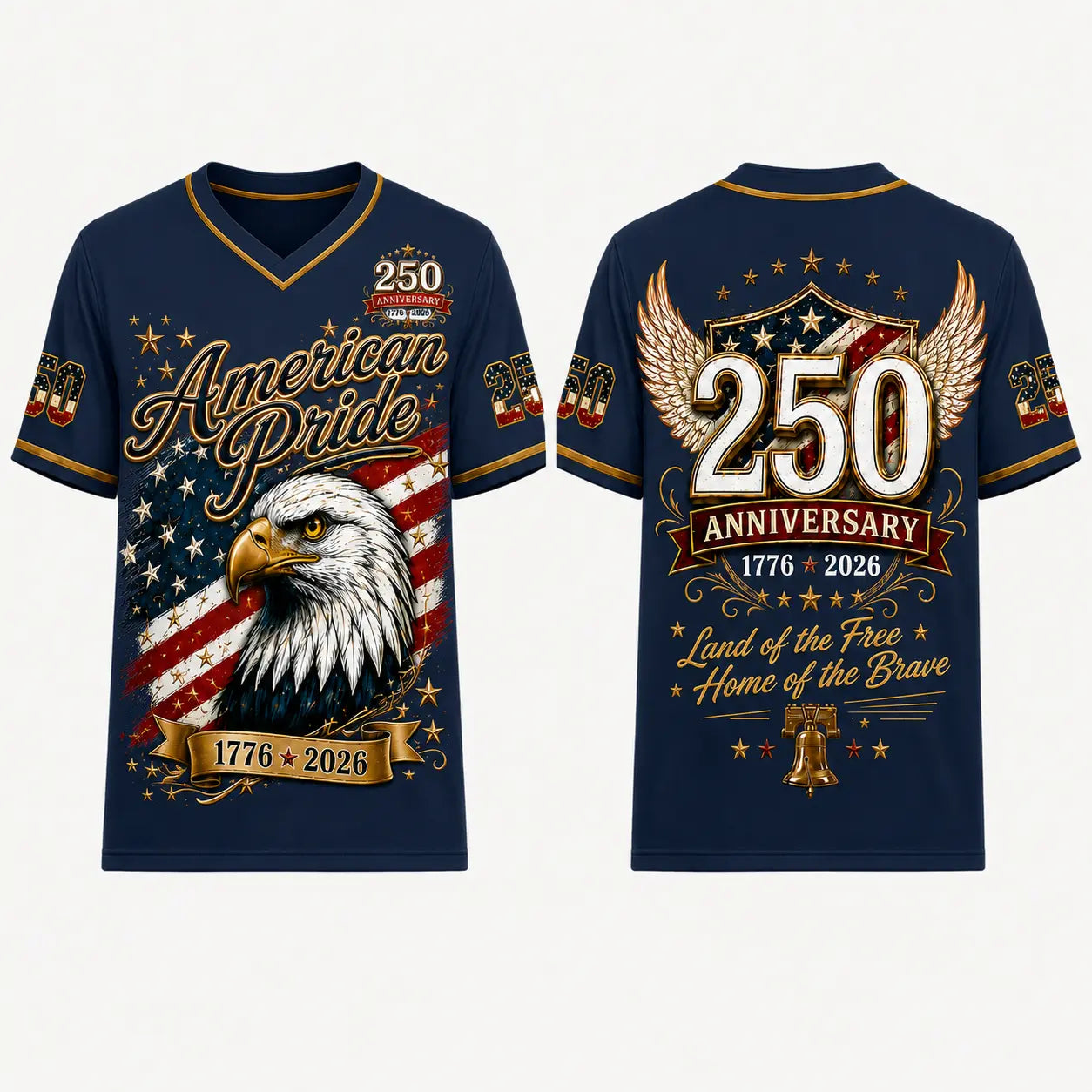 USA 250Th Anniversary Baseball Jersey - America 250Th Shirt, 1776-2026 Eagle Vintage Flag Commemorative Athletic Streetwear, 4Th of July Outfits, Patriotic Button-Down Apparel, Men'S & Women'S Patriotic Apparel Gift