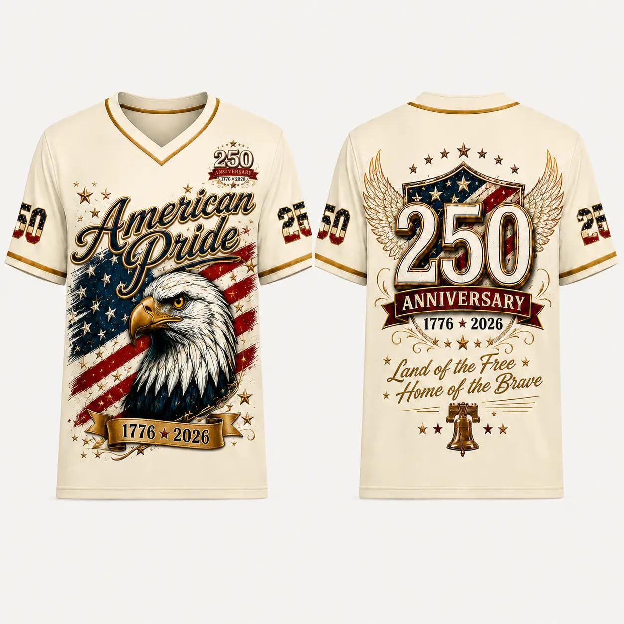 USA 250Th Anniversary Baseball Jersey - America 250Th Shirt, 1776-2026 Eagle Vintage Flag Commemorative Athletic Streetwear, 4Th of July Outfits, Patriotic Button-Down Apparel, Men'S & Women'S Patriotic Apparel Gift