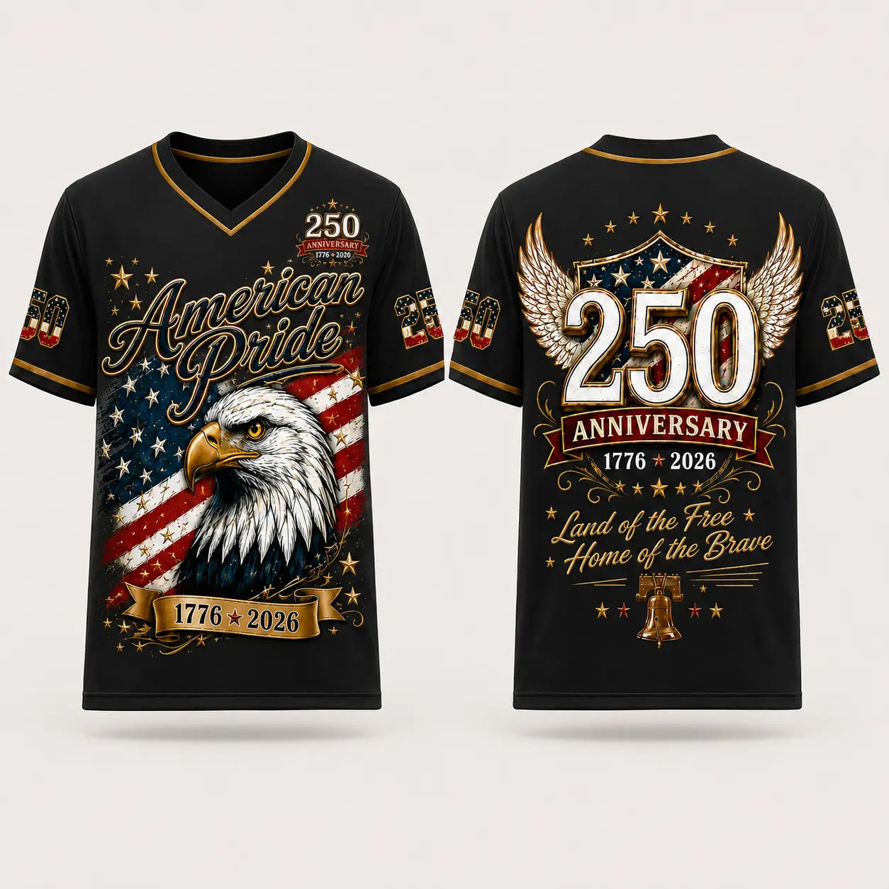 USA 250Th Anniversary Baseball Jersey - America 250Th Shirt, 1776-2026 Eagle Vintage Flag Commemorative Athletic Streetwear, 4Th of July Outfits, Patriotic Button-Down Apparel, Men'S & Women'S Patriotic Apparel Gift