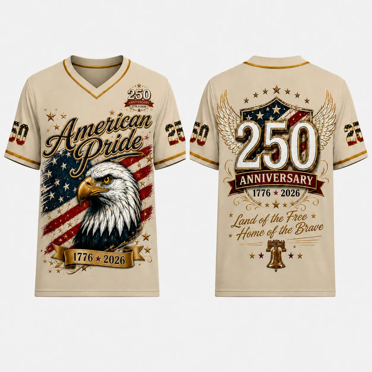 USA 250Th Anniversary Baseball Jersey - America 250Th Shirt, 1776-2026 Eagle Vintage Flag Commemorative Athletic Streetwear, 4Th of July Outfits, Patriotic Button-Down Apparel, Men'S & Women'S Patriotic Apparel Gift