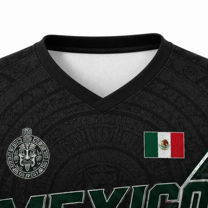 2026Men’S Mexico Heritage V-Neck Graphic Tee, Breathable Mesh Short Sleeve Shirt, Green & White Casual Summer Top