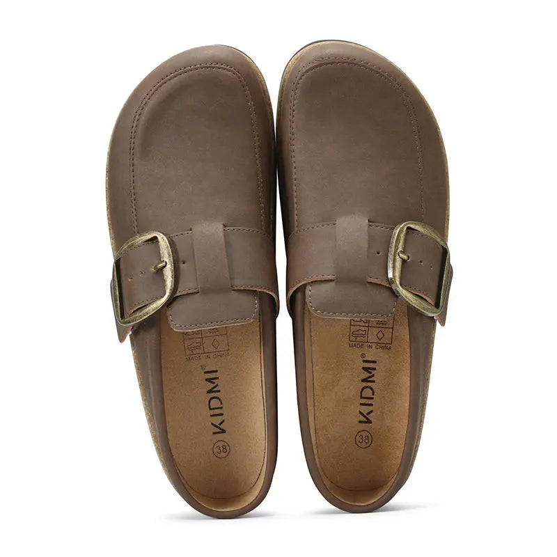 KIDMI Genuine Leather Clogs for Women Classic Memory Foam and Water Resistant Mules Slip-On Casual Shoes for Women Footwear Nonslip and Durable Clogs